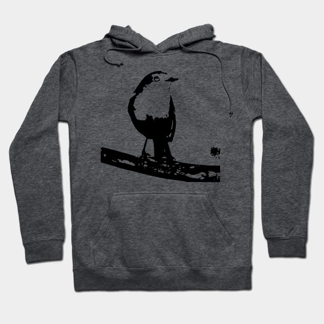 Monochrome cute bird painting Hoodie by rayrayray90